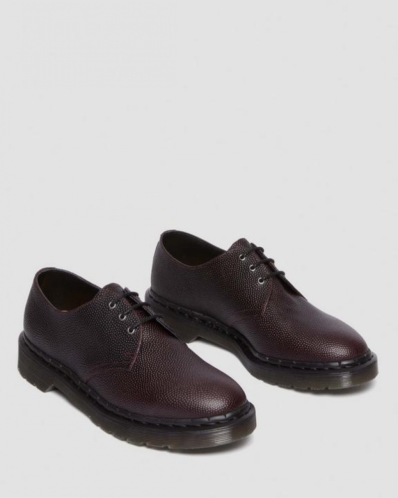 Dr Martens 1461 Pebble Grain Nahkaiset Oxford Naisten Kengät Viininpunainen | Suomi_Dr35011