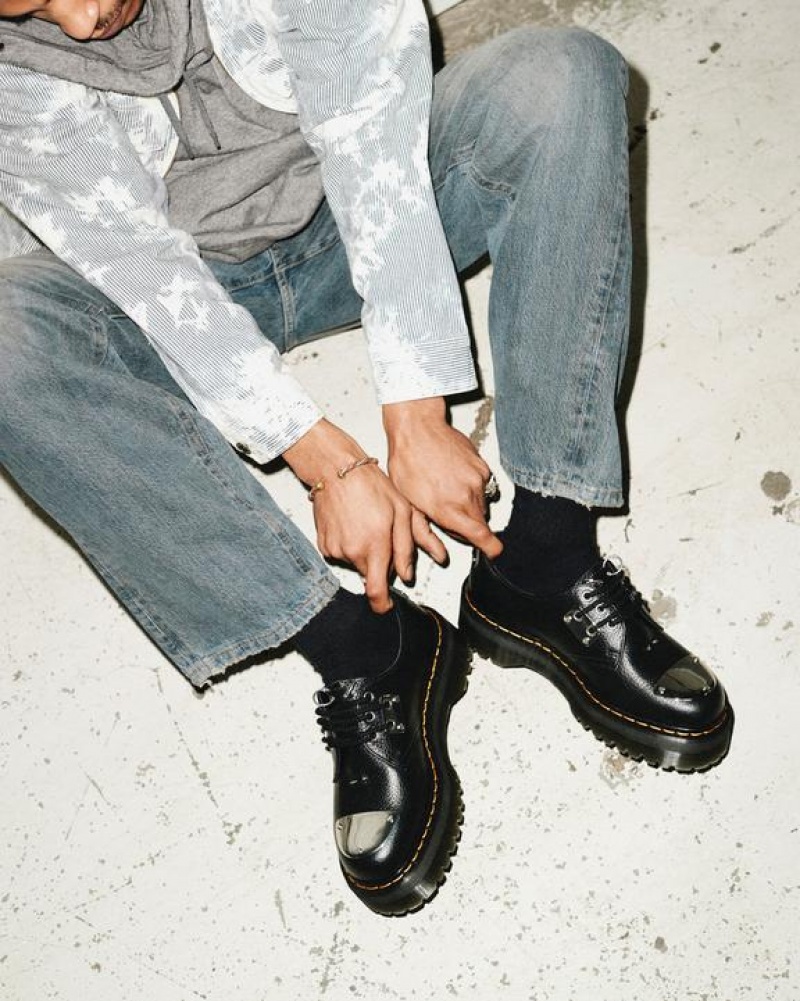 Dr Martens 1461 Piercing Milled Nappa Nahkaiset Platform Naisten Kengät Mustat | Suomi_Dr67045