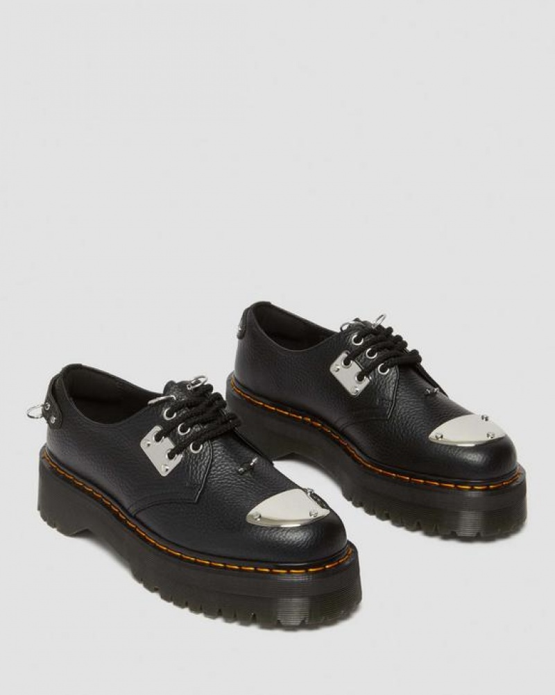 Dr Martens 1461 Piercing Milled Nappa Nahkaiset Platform Naisten Kengät Mustat | Suomi_Dr67045