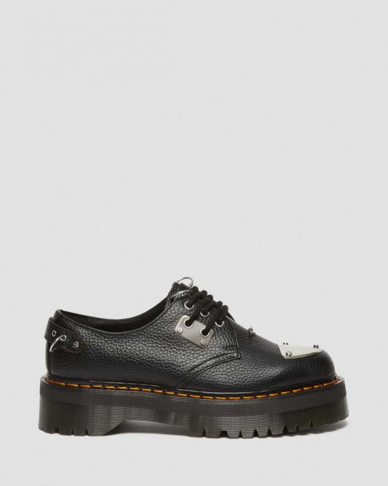 Dr Martens 1461 Piercing Milled Nappa Nahkaiset Platform Naisten Kengät Mustat | Suomi_Dr67045