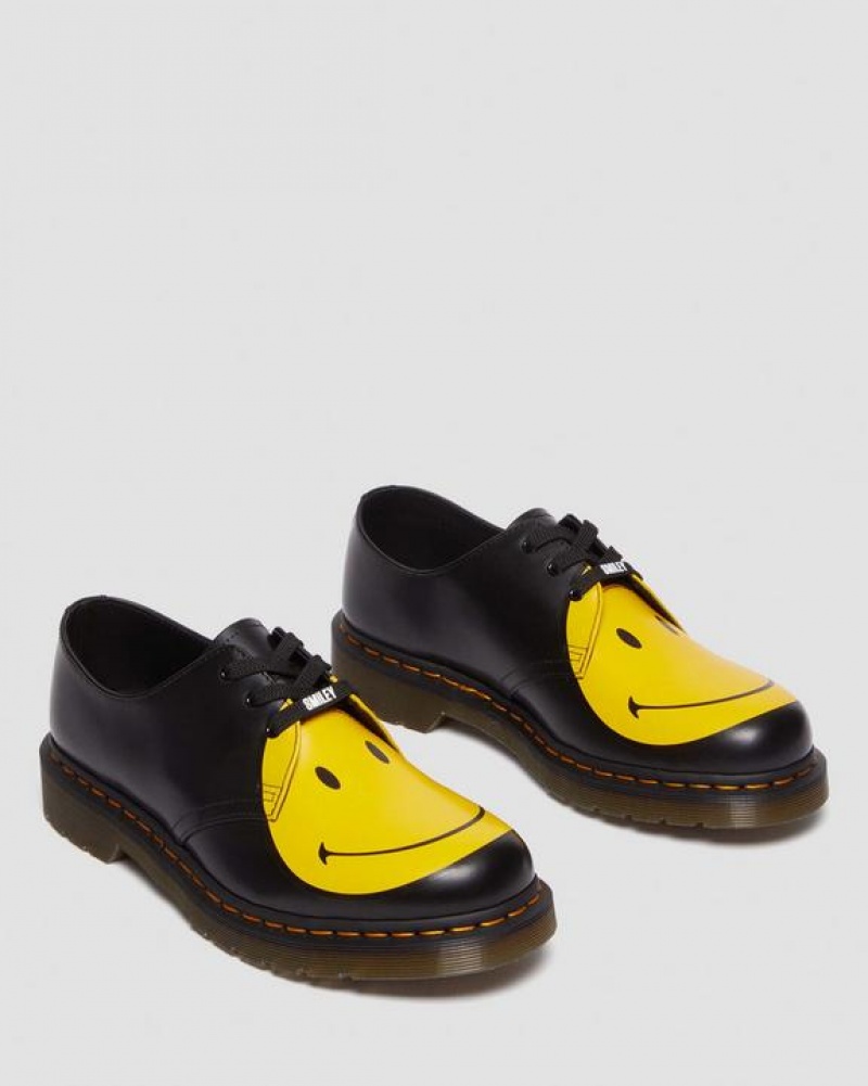 Dr Martens 1461 Smiley® Smooth Nahkaiset Oxford Miesten Kengät Mustat | Suomi_Dr86641