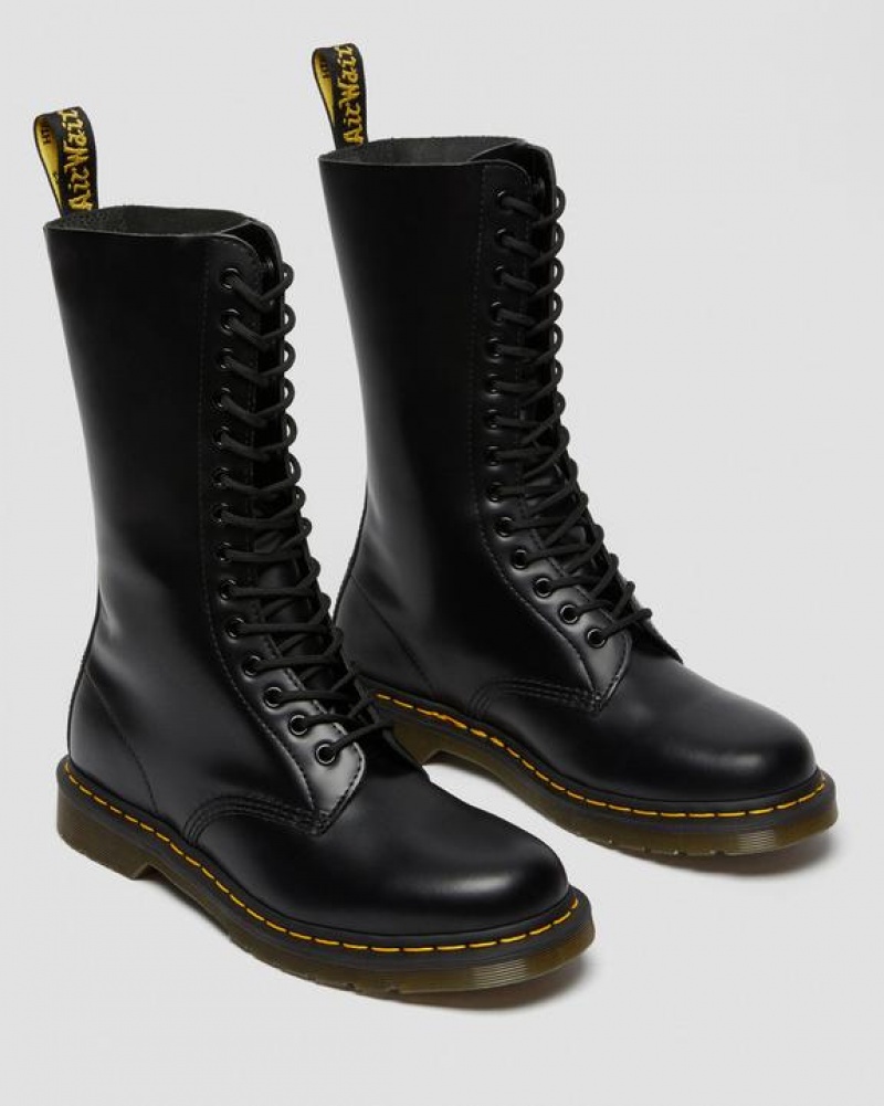 Dr Martens 1914 Smooth Nahkaiset Korkeat Naisten Saappaat Mustat | Suomi_Dr50280