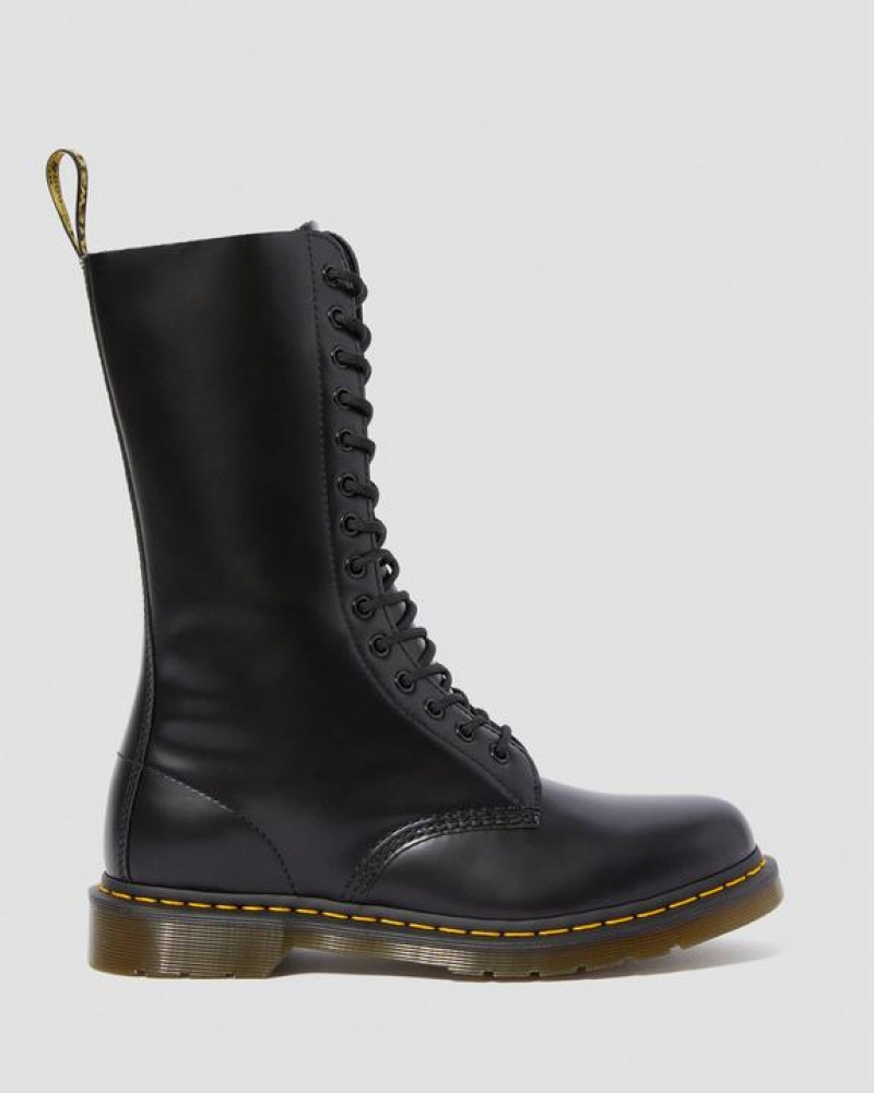 Dr Martens 1914 Smooth Nahkaiset Korkeat Naisten Saappaat Mustat | Suomi_Dr50280