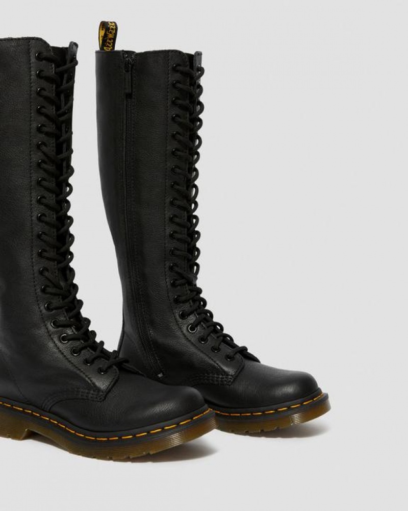 Dr Martens 1B60 Virginia Nahkaiset Knee High Naisten Saappaat Mustat | Suomi_Dr32056