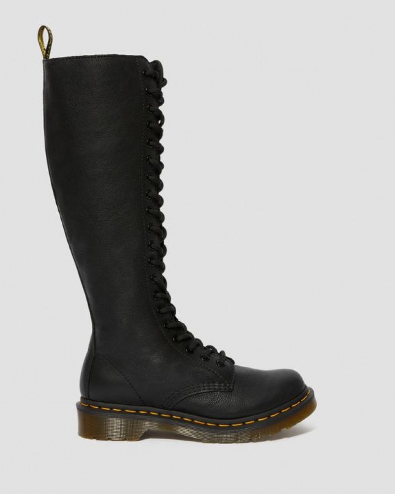 Dr Martens 1B60 Virginia Nahkaiset Knee High Naisten Saappaat Mustat | Suomi_Dr32056