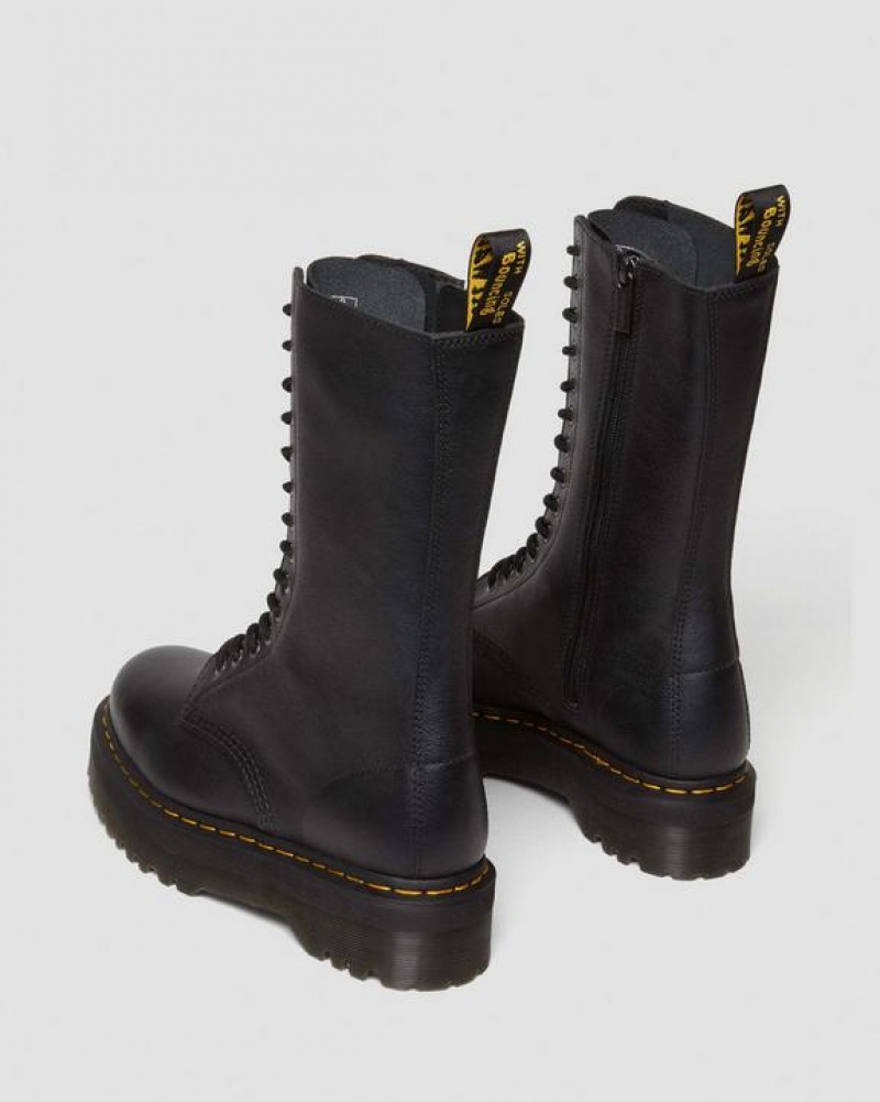 Dr Martens 1B99 Pisa Nahkaiset Mid Calf Pitsi Up Naisten Platform Kengät Mustat | Suomi_Dr88613