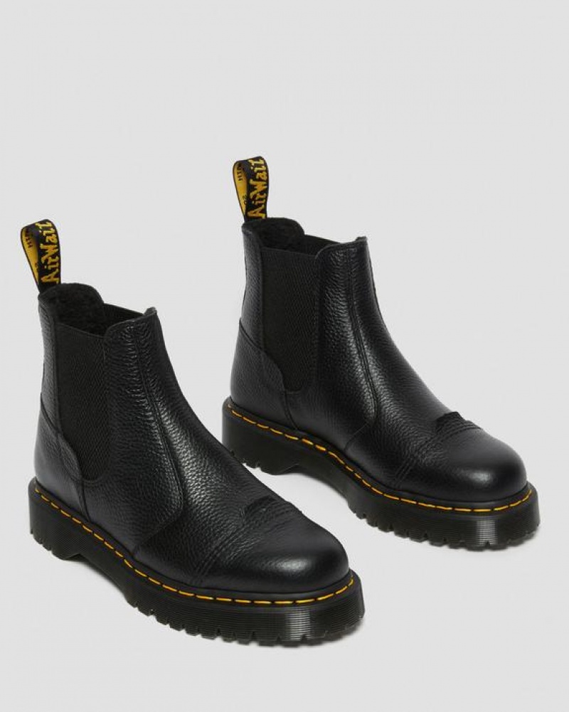 Dr Martens 2976 Bex Fleece-Vuoratut Chelsea Miesten Platform Kengät Mustat | Suomi_Dr89604