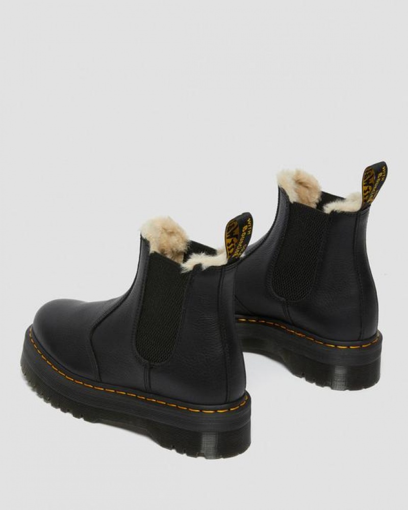 Dr Martens 2976 Faux Fur Vuoratut Chelsea Naisten Platform Kengät Mustat | Suomi_Dr41593