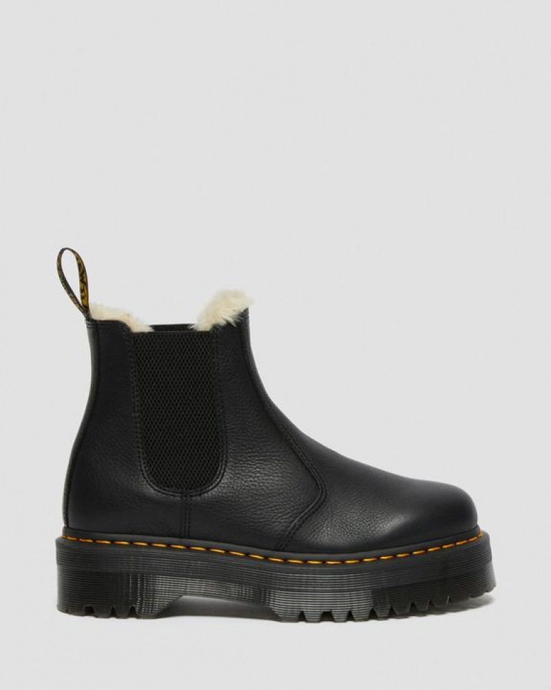 Dr Martens 2976 Faux Fur Vuoratut Chelsea Miesten Platform Kengät Mustat | Suomi_Dr28359