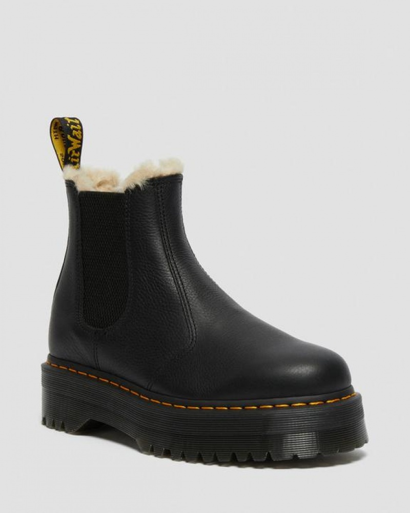 Dr Martens 2976 Faux Fur Vuoratut Chelsea Miesten Platform Kengät Mustat | Suomi_Dr28359