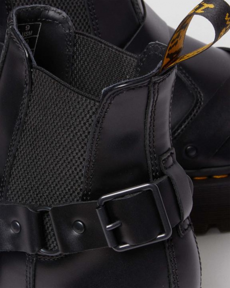 Dr Martens 2976 Harness Nahkaiset Platform Chelsea Naisten Saappaat Mustat | Suomi_Dr85553