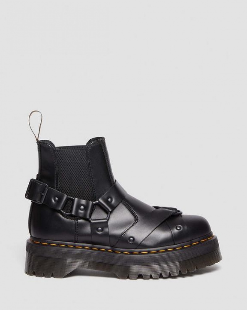 Dr Martens 2976 Harness Nahkaiset Platform Chelsea Naisten Saappaat Mustat | Suomi_Dr85553