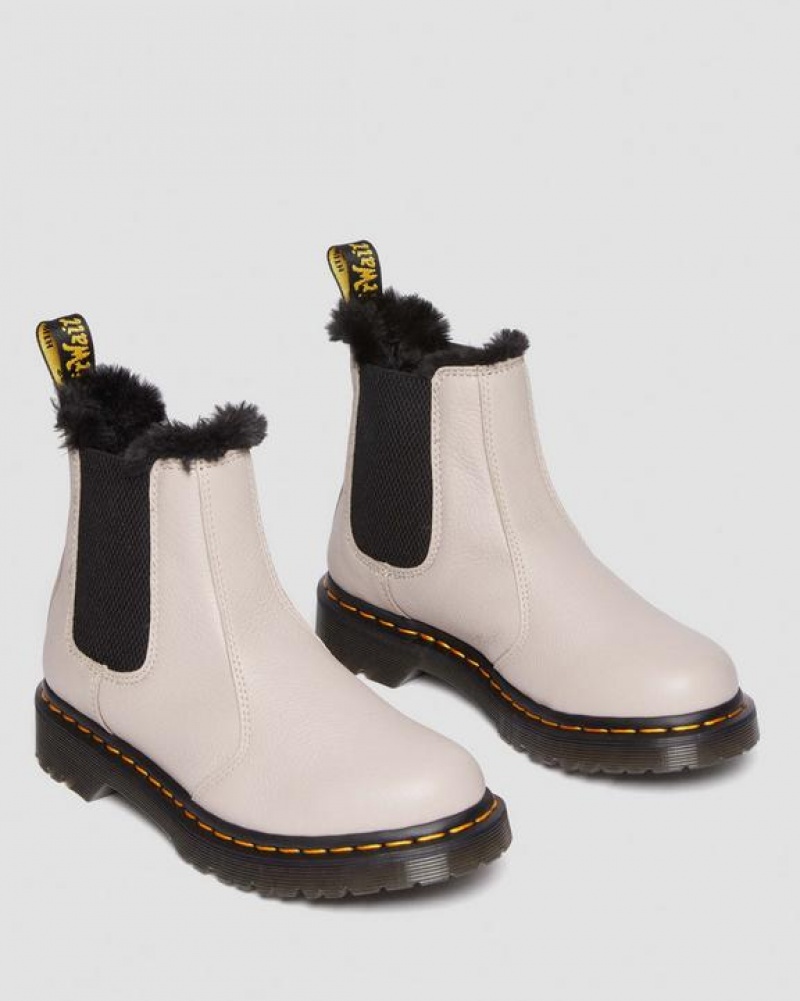 Dr Martens 2976 Leonore Faux Fur-Vuoratut Virginia Nahkaiset Chelsea Naisten Saappaat Harmaat Ruskea | Suomi_Dr38453