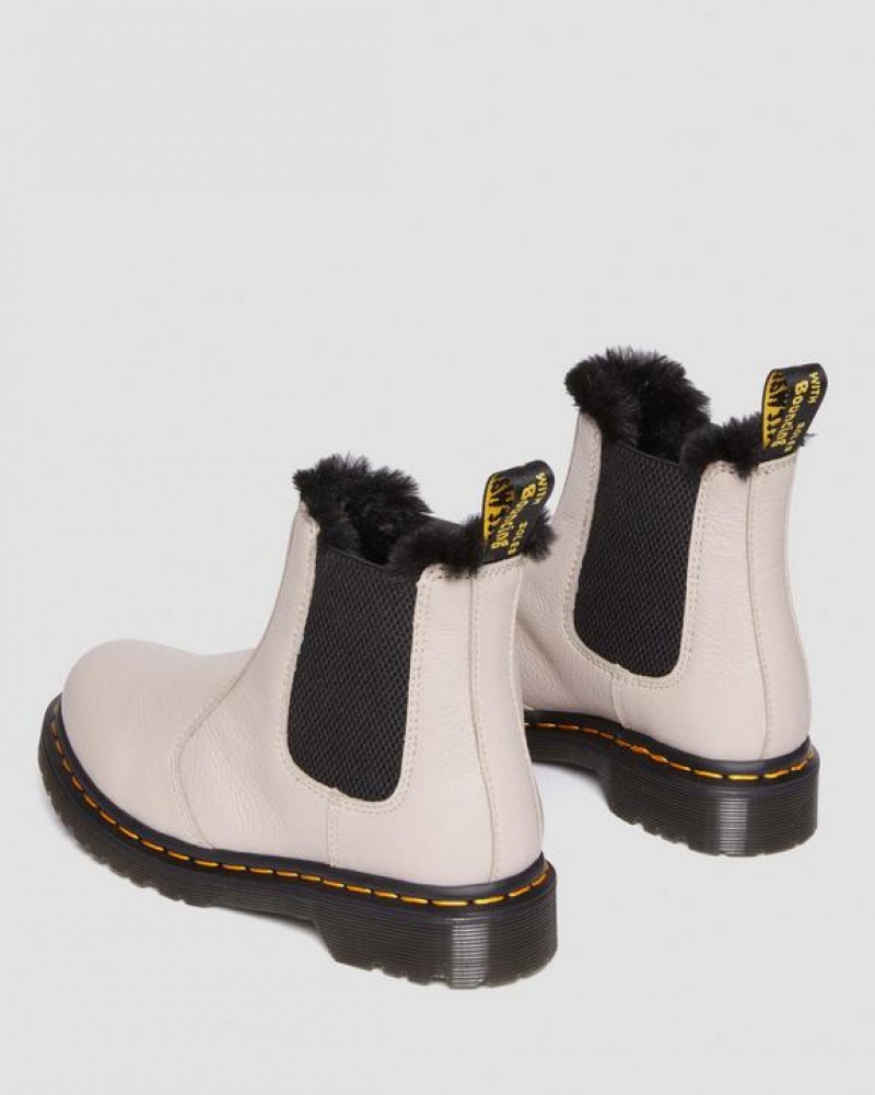 Dr Martens 2976 Leonore Faux Fur-Vuoratut Virginia Nahkaiset Chelsea Naisten Saappaat Harmaat Ruskea | Suomi_Dr38453