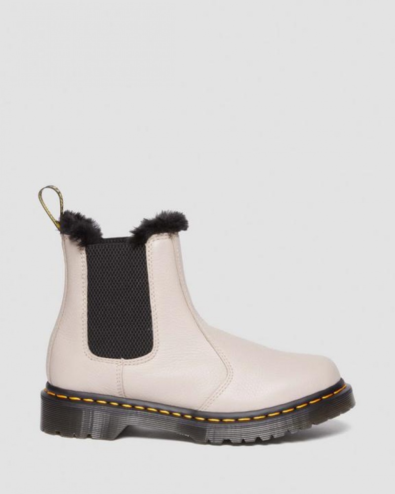 Dr Martens 2976 Leonore Faux Fur-Vuoratut Virginia Nahkaiset Chelsea Naisten Saappaat Harmaat Ruskea | Suomi_Dr38453