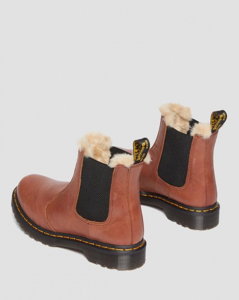 Dr Martens 2976 Leonore Women's Faux Fur-Vuoratut Chelsea Naisten Saappaat Ruskea | Suomi_Dr62898