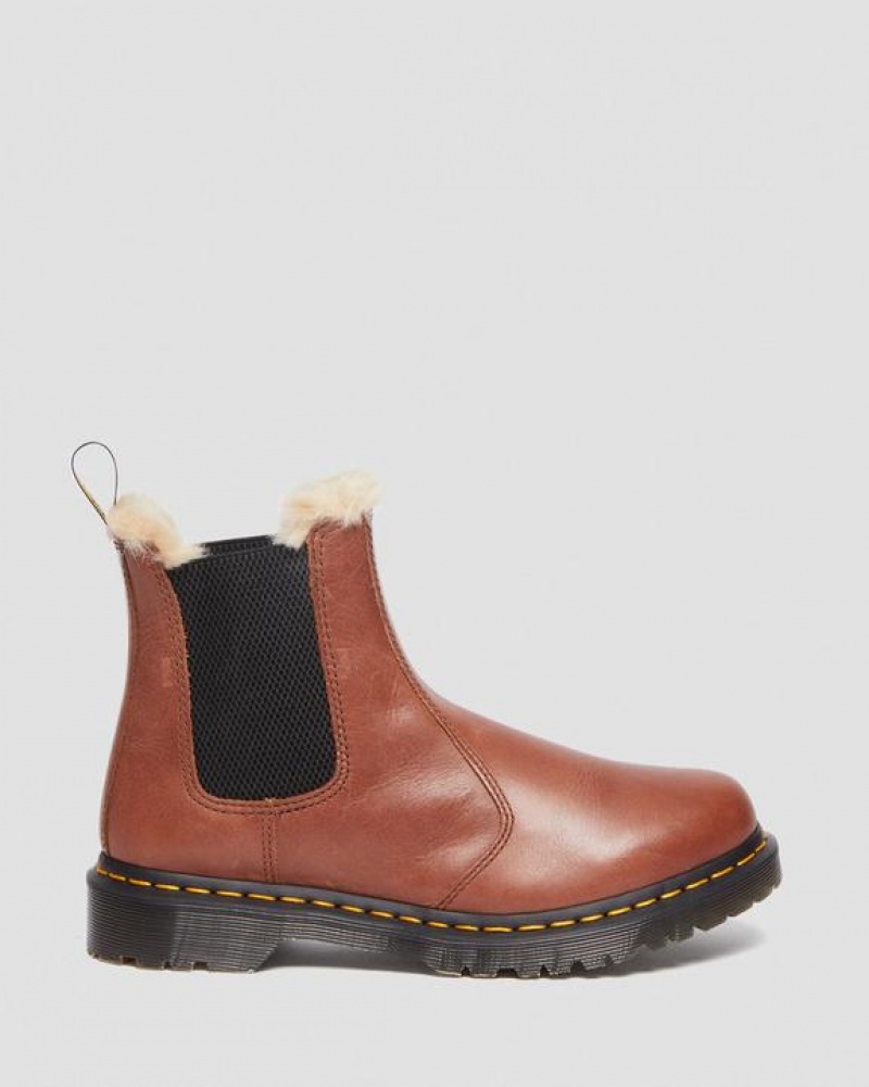 Dr Martens 2976 Leonore Women's Faux Fur-Vuoratut Chelsea Naisten Saappaat Ruskea | Suomi_Dr62898