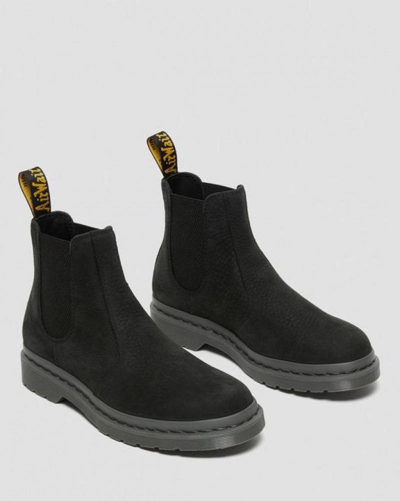 Dr Martens 2976 Mono Milled Nubukki Nahkaiset Chelsea Naisten Saappaat Mustat | Suomi_Dr84286