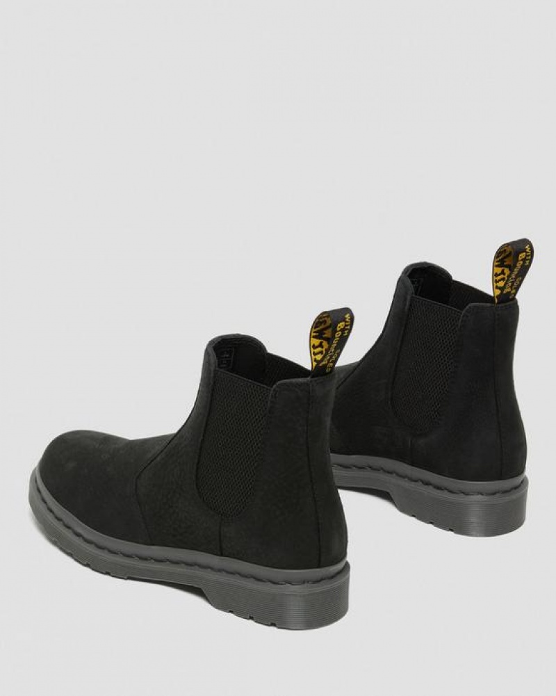 Dr Martens 2976 Mono Milled Nubukki Nahkaiset Chelsea Naisten Saappaat Mustat | Suomi_Dr84286