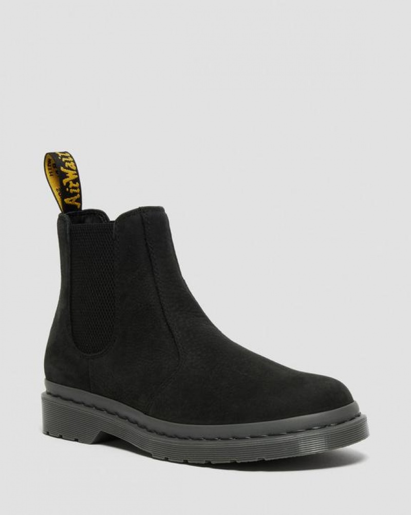 Dr Martens 2976 Mono Milled Nubukki Nahkaiset Chelsea Naisten Saappaat Mustat | Suomi_Dr84286