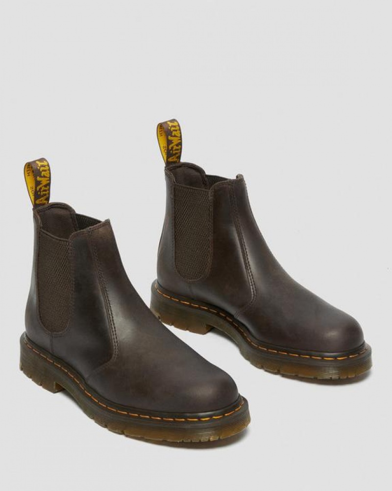 Dr Martens 2976 Slip Resistant Nahkaiset Chelsea Miesten Saappaat Tummanruskea | Suomi_Dr86806