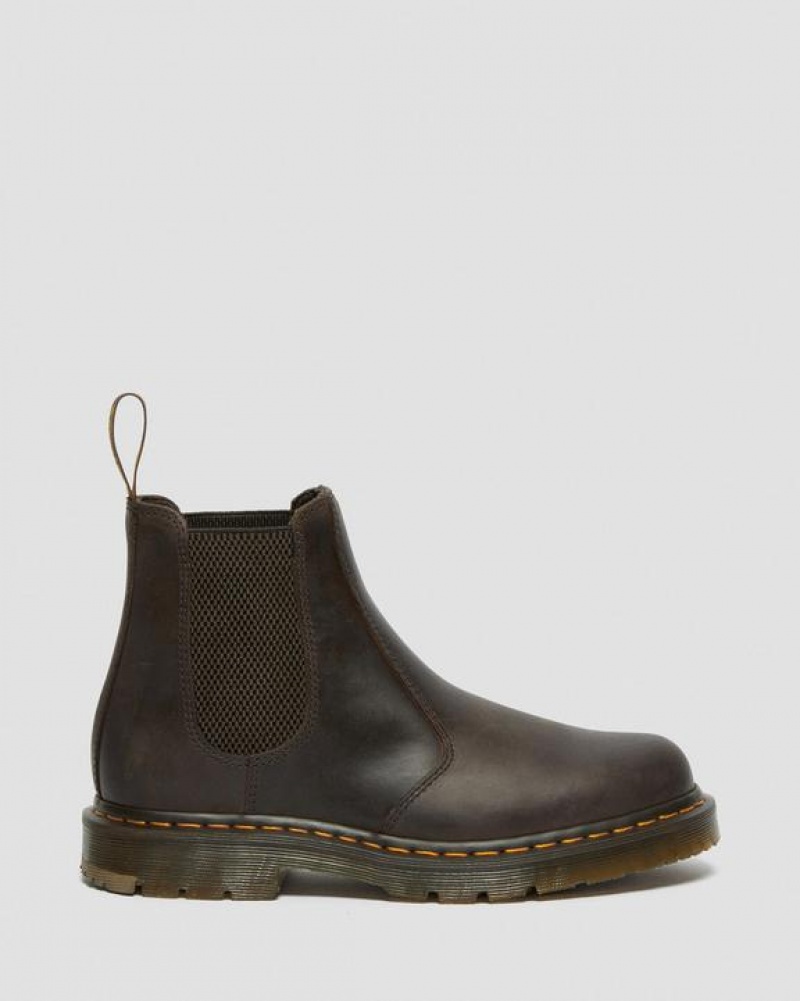 Dr Martens 2976 Slip Resistant Nahkaiset Chelsea Miesten Saappaat Tummanruskea | Suomi_Dr86806