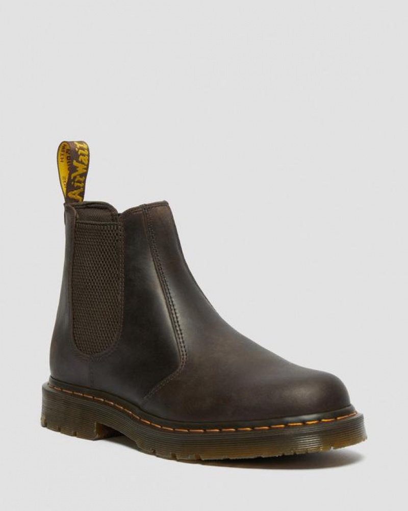 Dr Martens 2976 Slip Resistant Nahkaiset Chelsea Miesten Saappaat Tummanruskea | Suomi_Dr86806