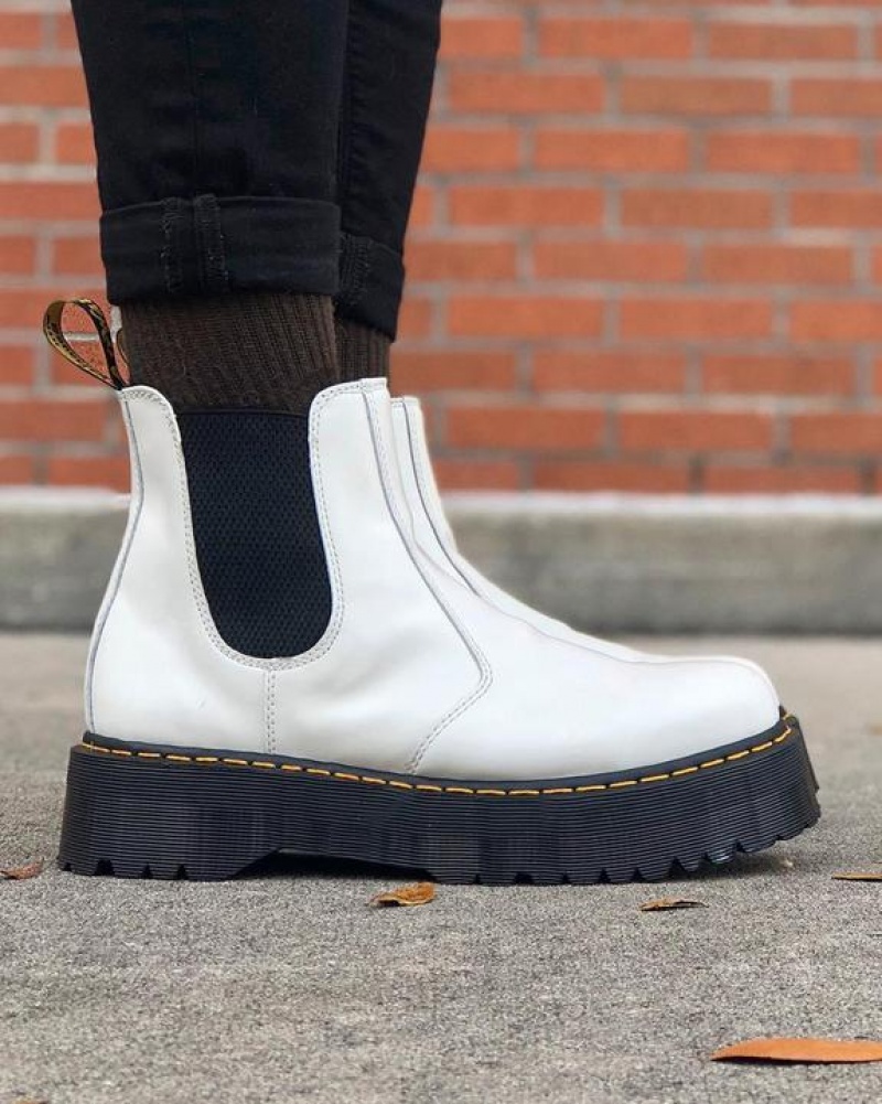 Dr Martens 2976 Smooth Nahkaiset Chelsea Miesten Platform Kengät Valkoinen | Suomi_Dr77748