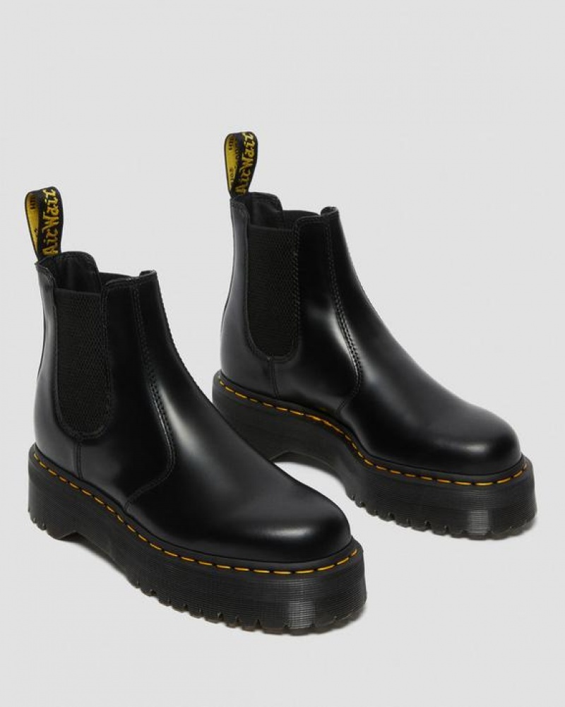 Dr Martens 2976 Smooth Nahkaiset Platform Chelsea Naisten Saappaat Mustat | Suomi_Dr30223