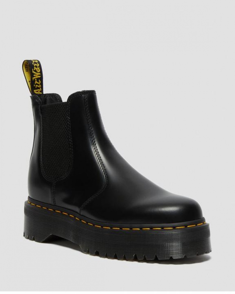 Dr Martens 2976 Smooth Nahkaiset Platform Chelsea Naisten Saappaat Mustat | Suomi_Dr30223