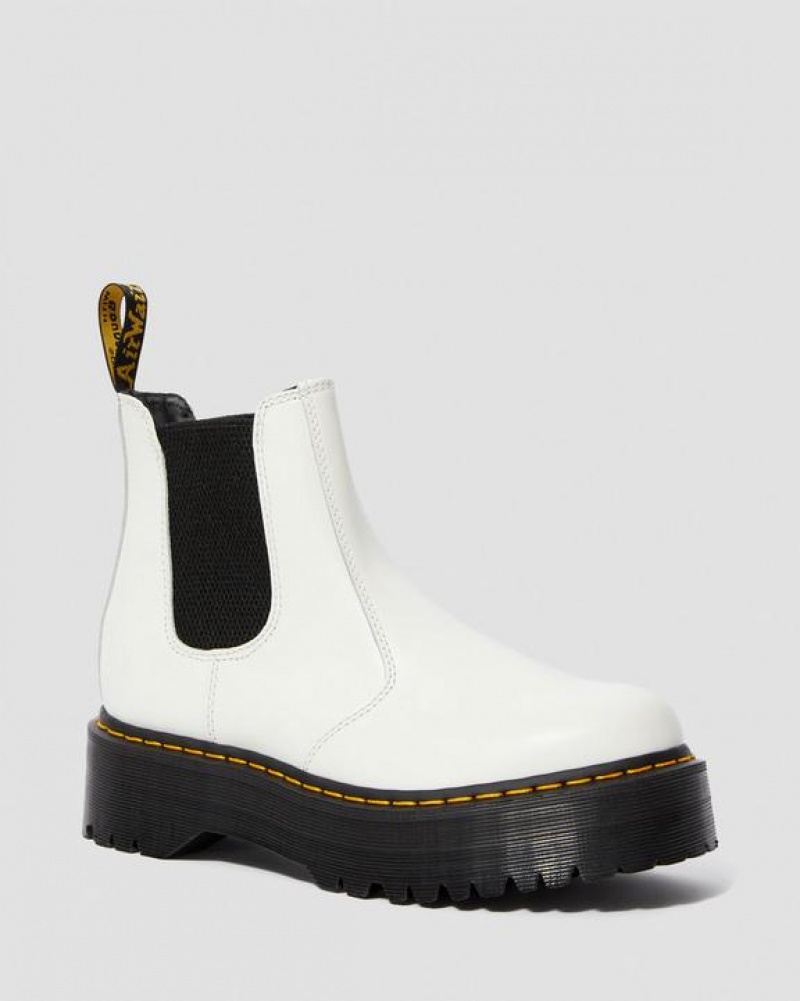 Dr Martens 2976 Smooth Nahkaiset Platform Chelsea Miesten Saappaat Valkoinen | Suomi_Dr95690