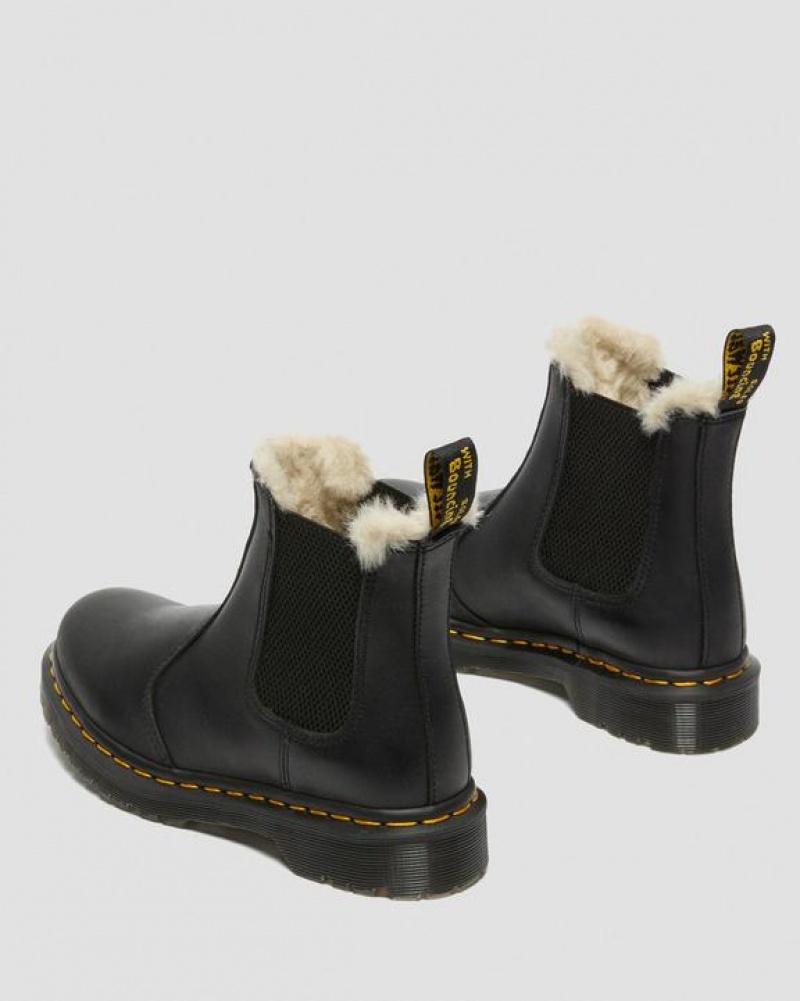 Dr Martens 2976 Women's Faux Fur Vuoratut Chelsea Naisten Saappaat Mustat | Suomi_Dr96063