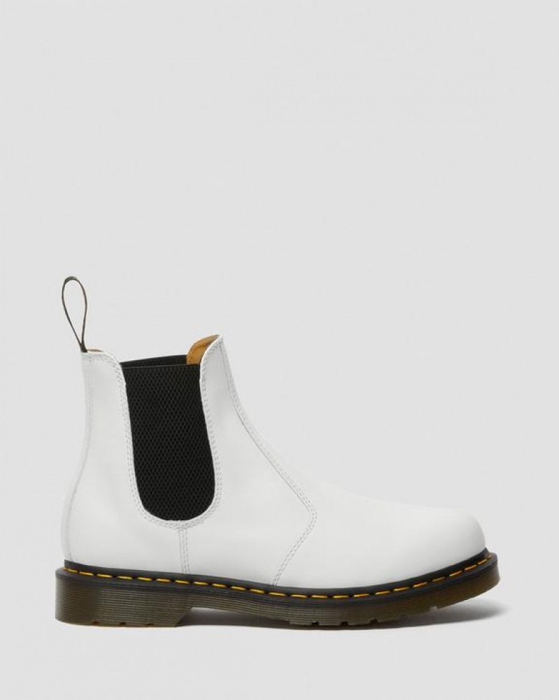 Dr Martens 2976 Yellow Stitch Smooth Nahkaiset Chelsea Miesten Saappaat Valkoinen | Suomi_Dr68860