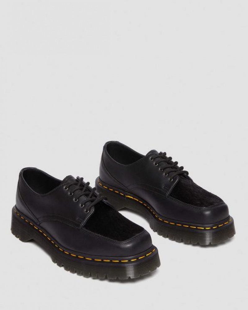 Dr Martens 5-Eye Bex Square Varvas Hair-On & Nahkaiset Miesten Kengät Mustat | Suomi_Dr71842