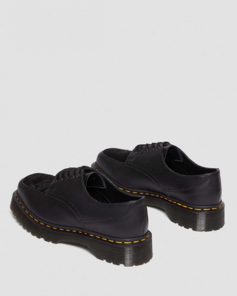 Dr Martens 5-Eye Bex Square Varvas Hair-On & Nahkaiset Miesten Kengät Mustat | Suomi_Dr71842