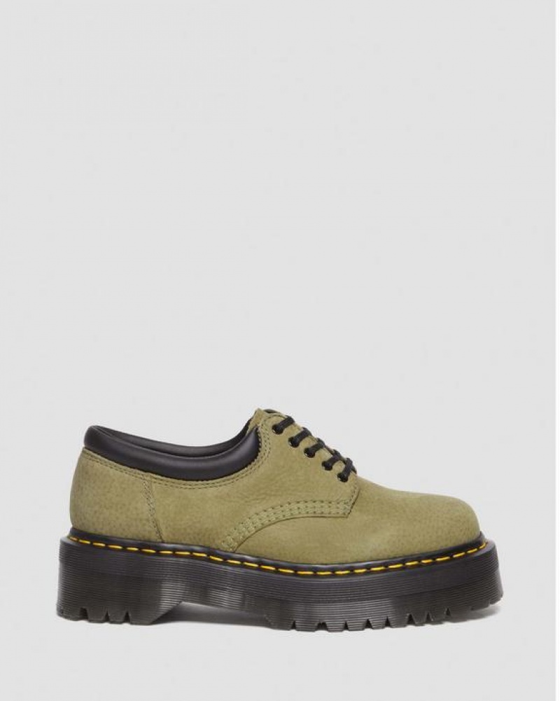 Dr Martens 8053 Tumbled Nubukki Nahkaiset Vapaa-ajan Miesten Platform Kengät Oliivinvihreä | Suomi_Dr55606