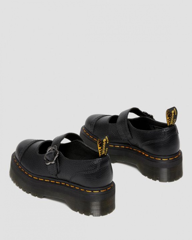 Dr Martens Addina Flower Solki Nahkaiset Platform Naisten Kengät Mustat | Suomi_Dr67861