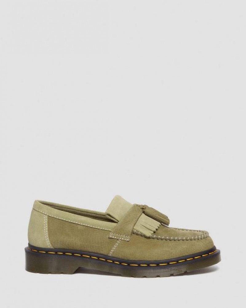 Dr Martens Adrian Tumbled Nubukki Nahkaiset Tassel Loafers Naisten Kengät Oliivinvihreä | Suomi_Dr31504