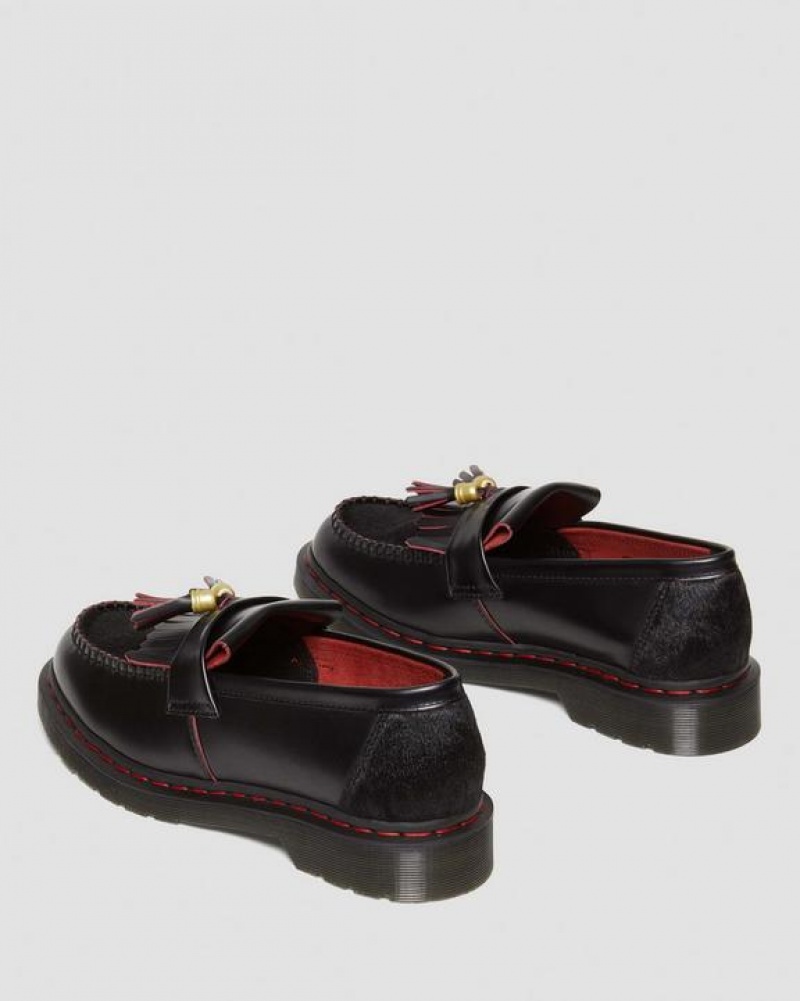 Dr Martens Adrian Year of the Dragon Hair-On Tassel Loafers Naisten Kengät Mustat Punainen | Suomi_Dr28029