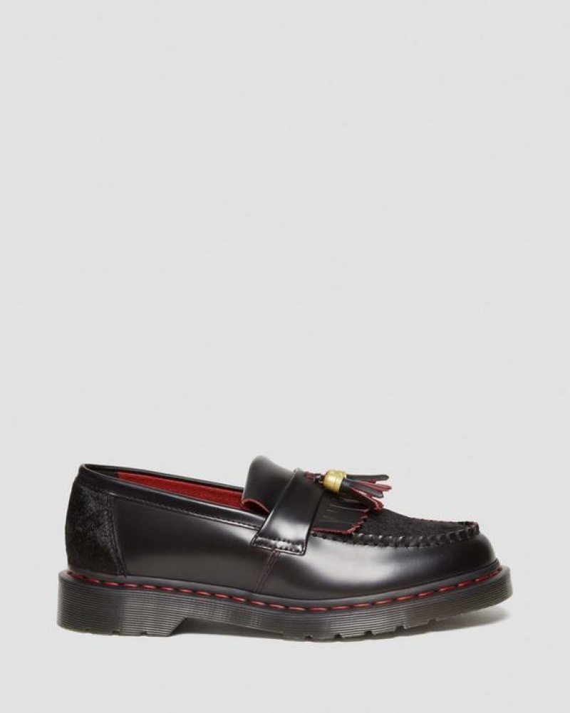 Dr Martens Adrian Year of the Dragon Hair-On Tassel Loafers Naisten Kengät Mustat Punainen | Suomi_Dr28029