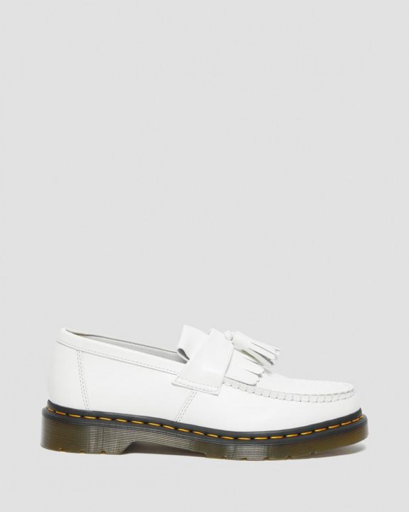 Dr Martens Adrian Yellow Stitch Nahkaiset Tassel Loafers Naisten Kengät Valkoinen | Suomi_Dr31530