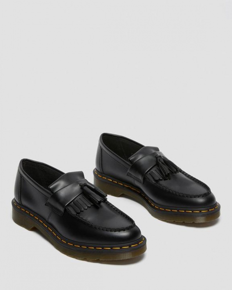 Dr Martens Adrian Yellow Stitch Nahkaiset Tassel Loafers Naisten Kengät Mustat | Suomi_Dr99840