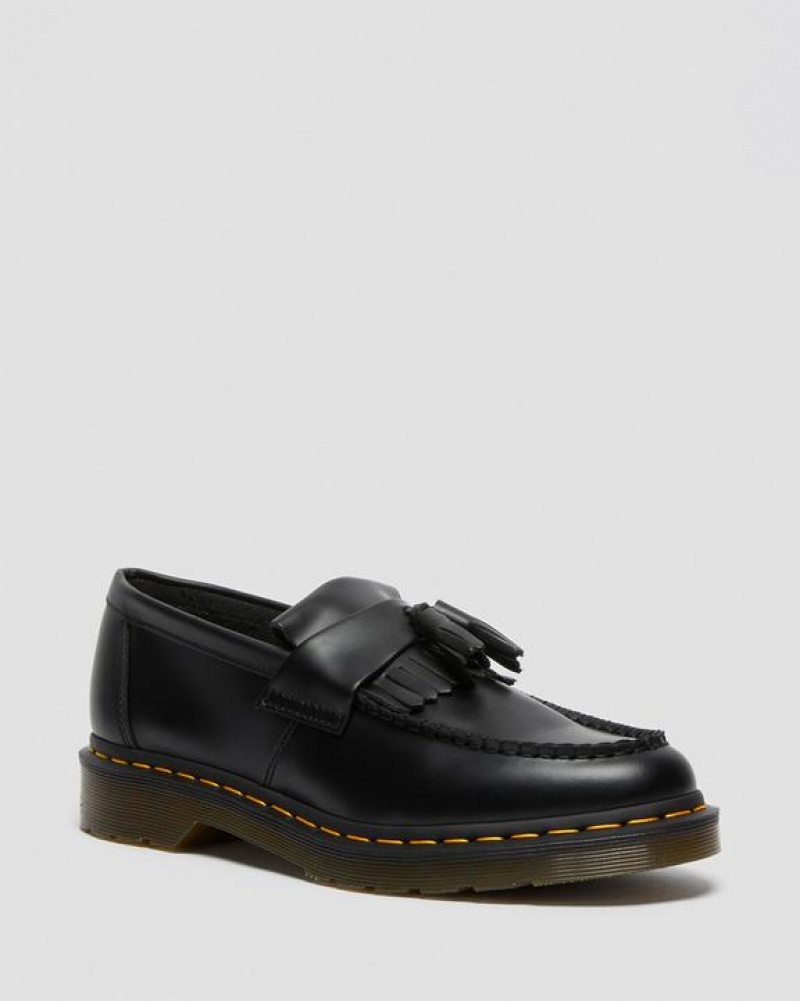 Dr Martens Adrian Yellow Stitch Nahkaiset Tassel Loafers Naisten Kengät Mustat | Suomi_Dr99840