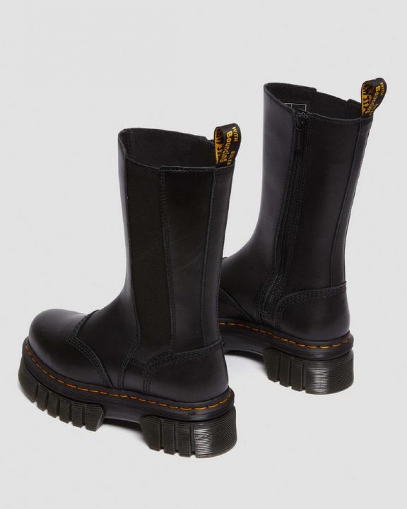 Dr Martens Audrick Korkeat Nappa Nahkaiset Platform Chelsea Miesten Saappaat Mustat | Suomi_Dr58025