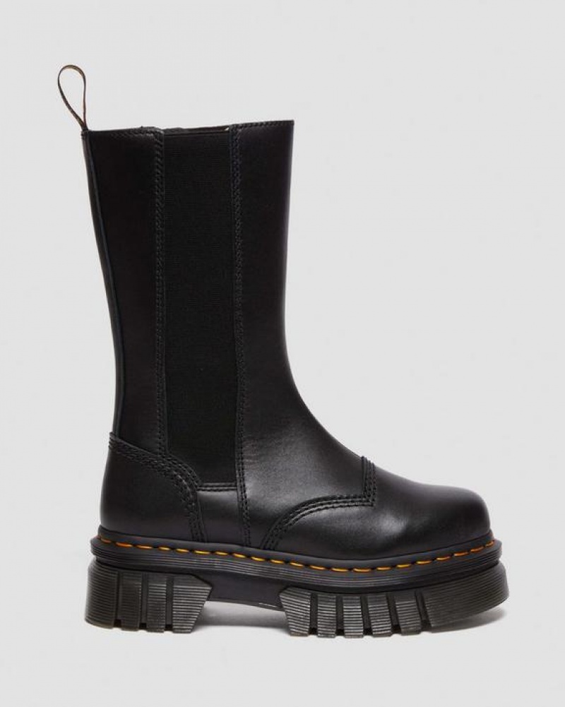 Dr Martens Audrick Korkeat Nappa Nahkaiset Platform Chelsea Miesten Saappaat Mustat | Suomi_Dr58025