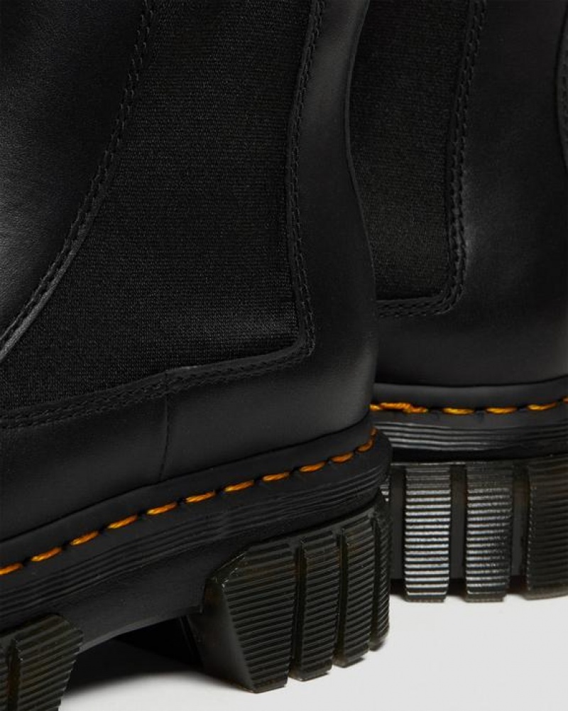 Dr Martens Audrick Nappa Nahkaiset Chelsea Naisten Platform Kengät Mustat | Suomi_Dr77616