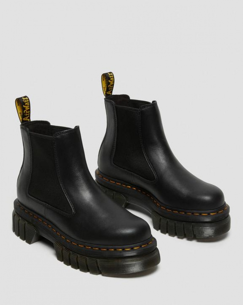 Dr Martens Audrick Nappa Nahkaiset Chelsea Naisten Platform Kengät Mustat | Suomi_Dr77616