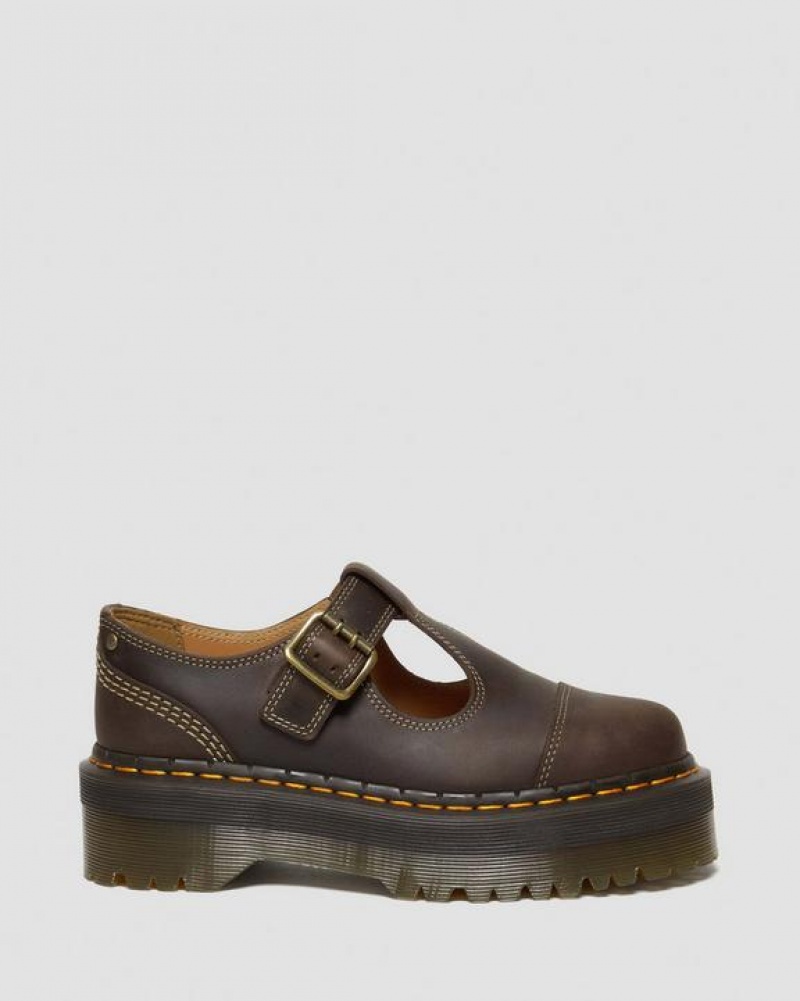 Dr Martens Bethan Arc Crazy Horse Nahkaiset Platform Mary Jane Naisten Kengät Tummanruskea | Suomi_Dr66194