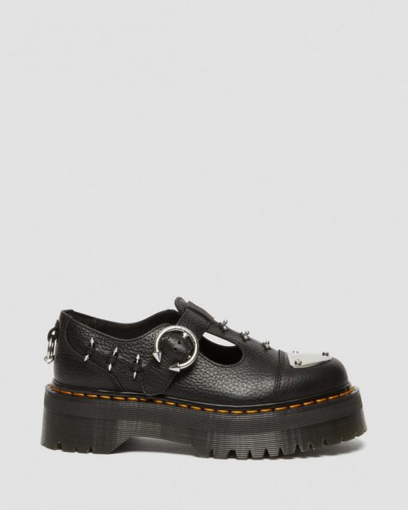 Dr Martens Bethan Piercing Nahkaiset Mary Jane Naisten Platform Kengät Mustat | Suomi_Dr53847