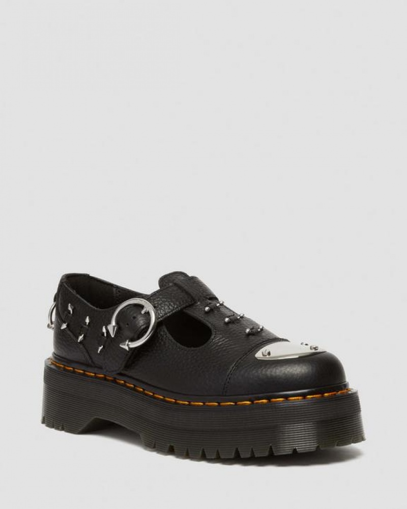 Dr Martens Bethan Piercing Nahkaiset Platform Mary Jane Naisten Kengät Mustat | Suomi_Dr28721